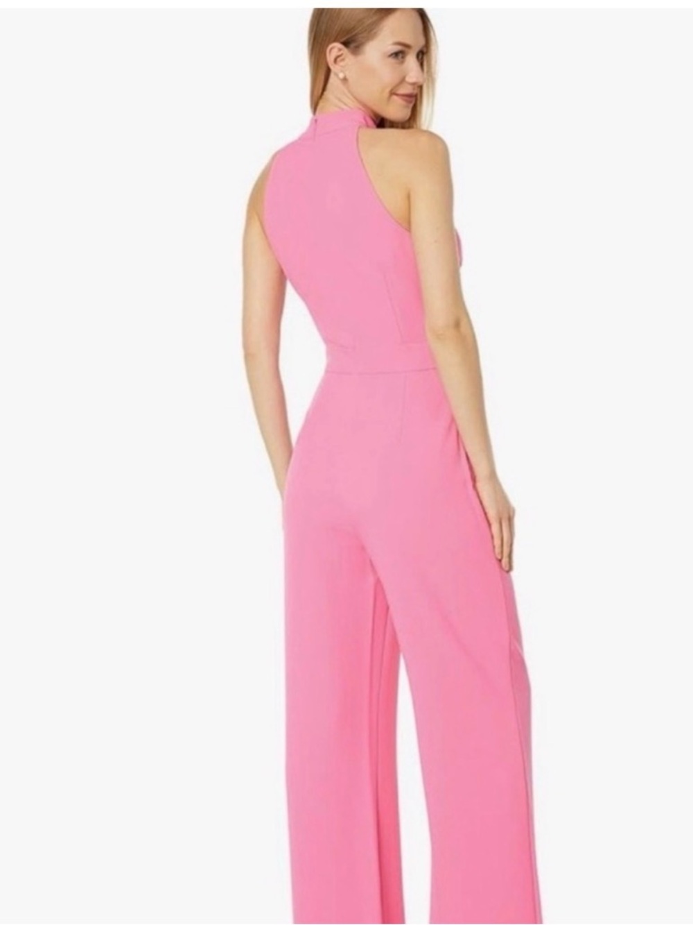 Vince Camuto Pink Sleeveless Wide-Leg Jumpsuit with Neck Tie - Picture 2 of 9